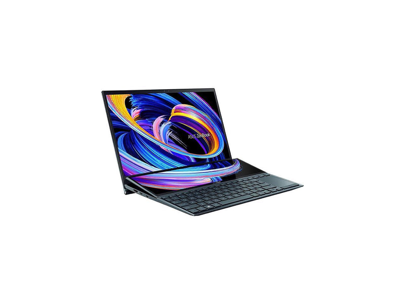 ASUS ZenBook Duo 14 UX482 14â€? FHD NanoEdge Touch Display, Intel Evo Platform, Core i7-1195G7, 8GB RAM, 512GB PCIe SSD, Innovative ScreenPad Plus, Windows 11 Home, Celestial Blue, UX482EAR-DH71T