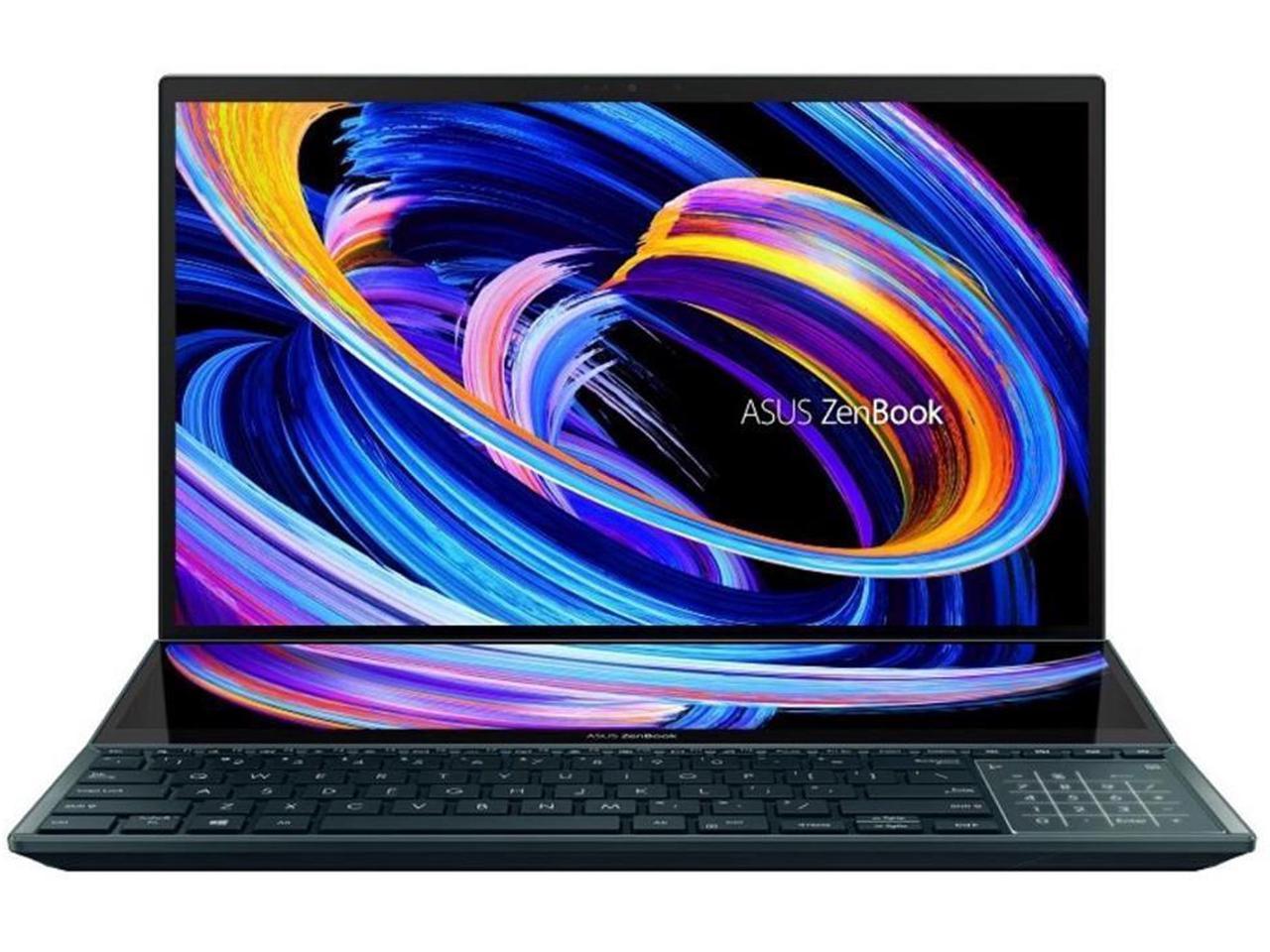 ASUS Laptop ZenBook Pro Duo Intel Core i9 12th Gen 12900H (2.50GHz) 32GB Memory 1 TB PCIe SSD NVIDIA GeForce RTX 3060 Laptop GPU 15.6" 4K / UHD Touchscreen Windows 11 Pro 64-bit UX582ZM-XS99T