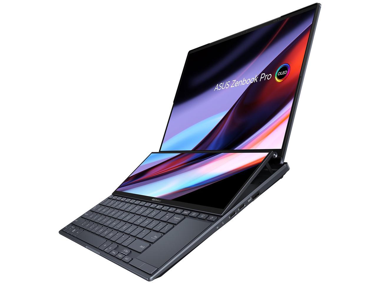 ASUS ZenBook Pro 14 Duo OLED 14.5" 2.8K OLED Touch, 120Hz Refresh Rate, ScreenPad Plus, Intel i9-12900H CPU, RTX 3050 Ti, 32GB RAM, 1TB SSD, Windows 11 Home, Tech Black, UX8402ZE-DB96T