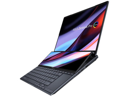 ASUS ZenBook Pro 14 Duo OLED 14.5" 2.8K OLED Touch, 120Hz Refresh Rate, ScreenPad Plus, Intel i9-12900H CPU, RTX 3050 Ti, 32GB RAM, 1TB SSD, Windows 11 Home, Tech Black, UX8402ZE-DB96T