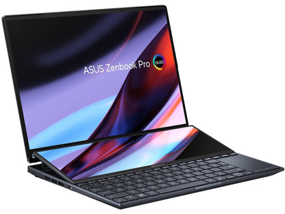 ASUS ZenBook Pro 14 Duo OLED 14.5" 2.8K OLED Touch, 120Hz Refresh Rate, ScreenPad Plus, Intel i9-12900H CPU, RTX 3050 Ti, 32GB RAM, 1TB SSD, Windows 11 Home, Tech Black, UX8402ZE-DB96T