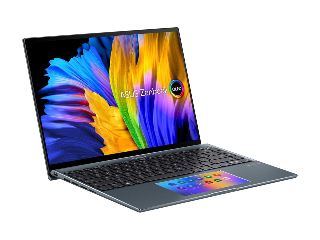 ASUS ZenBook 14X OLED Laptop, 14" 2.8K 16:10 Touch Display, Intel Core i7-1260P CPU, NVIDIA GeForce MX550, 16GB RAM, 512GB SSD, Windows 11 Home, Pine Grey, UX5400ZB-DB74T