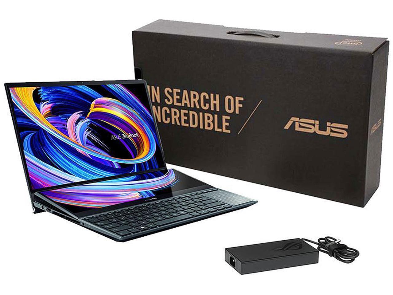 ASUS ZenBook Pro Duo 15 OLED UX582 Laptop, 15.6" OLED FHD Touch Display, Intel Core i9-12900H, 32GB, 1TB, GeForce RTX 3060 Laptop GPU, ScreenPad Plus, Windows 11 Pro, Celestial Blue, UX582ZM-XS96T