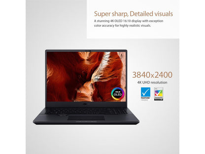 ASUS ProArt StudioBook 16 OLED Laptop, 16" 3840x2400 OLED Display, Intel core i7-12700H, 16GB DDR5 SO-DIMM, 1TB + 1TB M.2 NVMe PCIe 4.0 Performance SSD, NVIDIA GeForce RTX 3070 Ti, Windows 11 Home, H7600ZW-DB76, Mineral Black