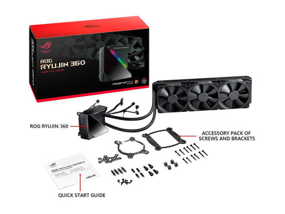 ASUS ROG Ryujin 360 RGB AIO Liquid CPU Cooler 360mm Radiator (Three 120mm 4-pin Noctua iPPC PWM Fans) with LIVEDASH OLED Panel and FanXpert Controls