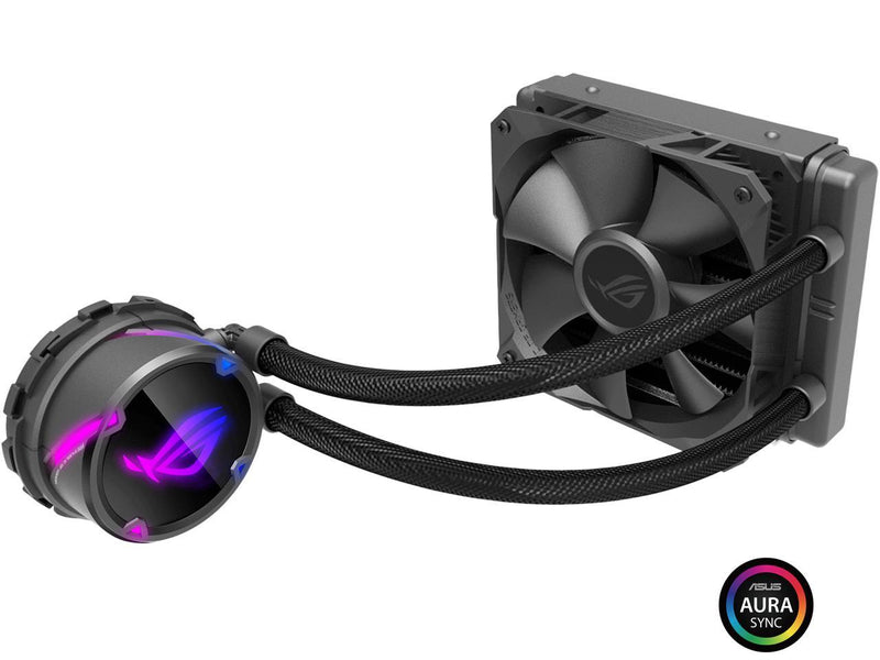 ASUS ROG Strix LC 120 RGB AIO Liquid CPU Cooler 120mm Radiator, 120mm 4-pin PWM Fan with FanXpert Controls, support for Intel and AMD motherboards