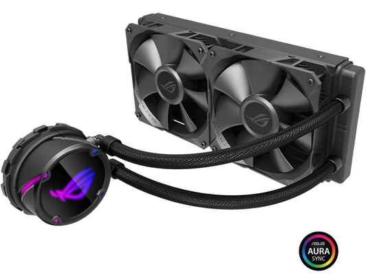 ASUS ROG Strix LC 240 AIO Liquid CPU Cooler 240mm Radiator, Dual 120mm 4-pin PWM Fans with FanXpert Controls, Support for Intel and AMD Motherboards