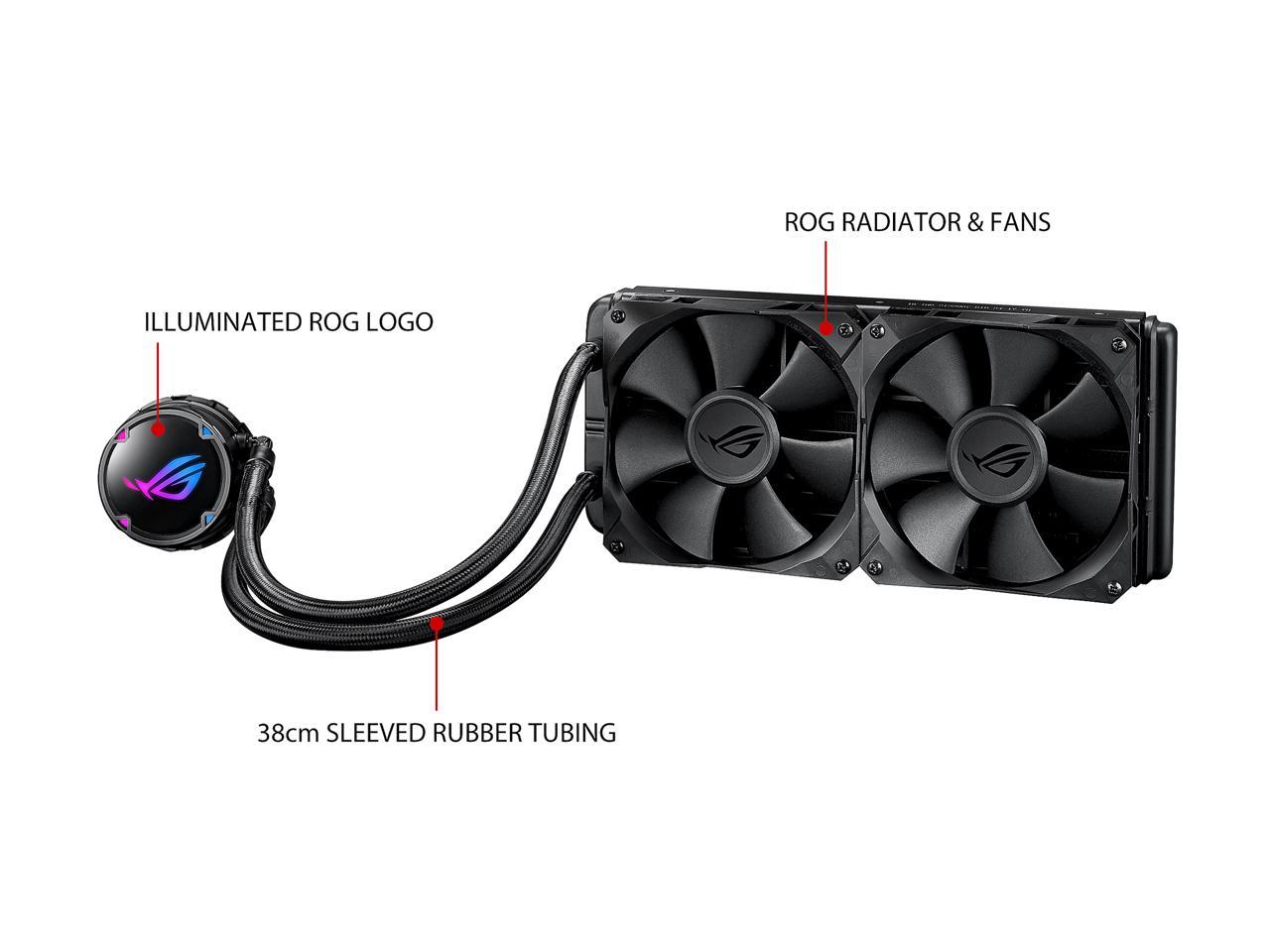 ASUS ROG Strix LC 240 AIO Liquid CPU Cooler 240mm Radiator, Dual 120mm 4-pin PWM Fans with FanXpert Controls, Support for Intel and AMD Motherboards