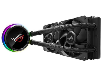 ASUS ROG Ryuo 240 RGB AIO Liquid CPU Cooler 240mm Radiator (Dual 120mm 4-pin PWM Fans) with LIVEDASH OLED Panel and FanXpert Controls, 90RC0040-M0AAY0