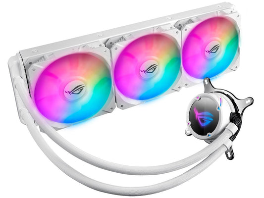 ASUS ROG Strix LC 360 RGB White Edition All-in-one Liquid CPU Cooler with Aura Sync RGB, and Triple ROG 120mm Addressable RGB Radiator Fans