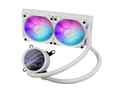 ASUS ROG RYUO III 240 ARGB White Edition All-in-one AIO Liquid CPU Cooler 240mm Radiator, Asetek 8th gen pump solution, Anime Matrix™ LED Display and ROG AF 12S ARGB fan.