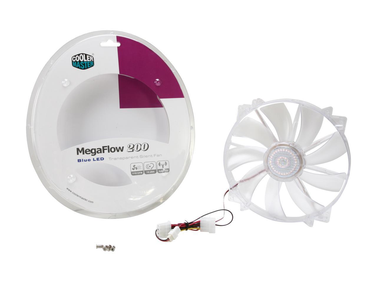 Cooler Master MegaFlow 200 - Sleeve Bearing 200mm Blue LED Silent Fan for Computer Cases