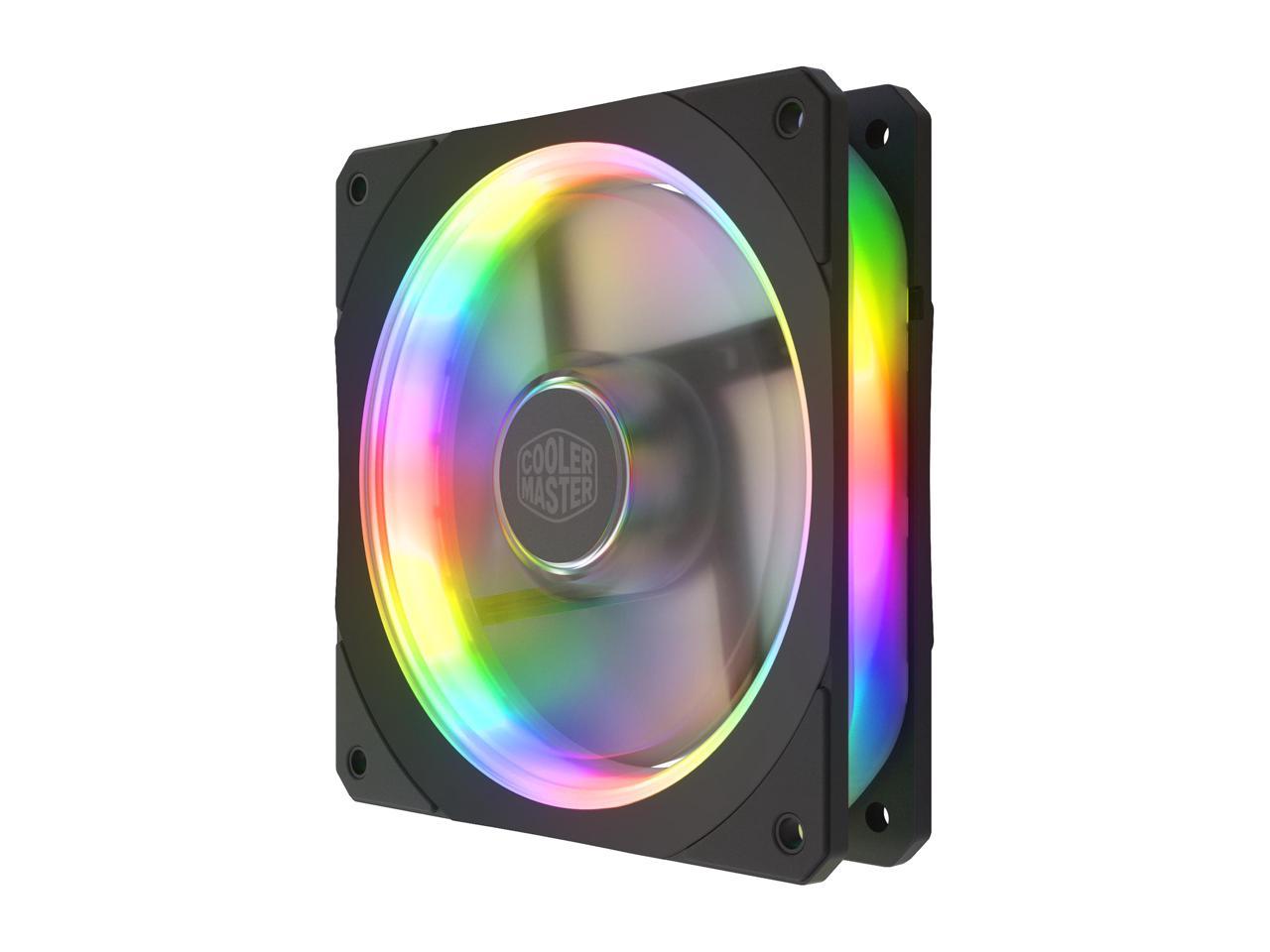 Cooler Master MasterFan SF120P ARGB 120mm Square Frame Fan w/ 24 Independently-Controlled Addressable RGB LEDS Frame Design, Cable Management and PWM Control Fan