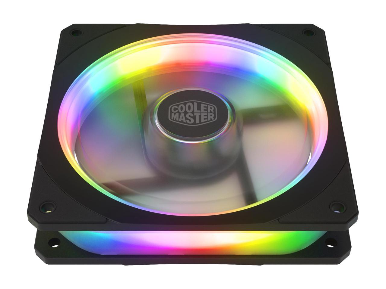 Cooler Master MasterFan SF120P ARGB 120mm Square Frame Fan w/ 24 Independently-Controlled Addressable RGB LEDS Frame Design, Cable Management and PWM Control Fan