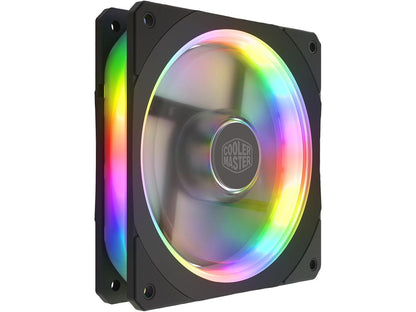 Cooler Master MasterFan SF120P ARGB 120mm Square Frame Fan w/ 24 Independently-Controlled Addressable RGB LEDS Frame Design, Cable Management and PWM Control Fan