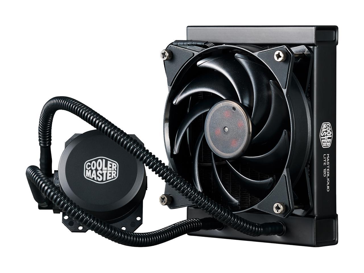 Cooler Master MasterLiquid Lite 120 AIO CPU Liquid Cooler, White Led Pump, FEP Tubing, 120mm Air Balance MF, Dual Dissipation Technology