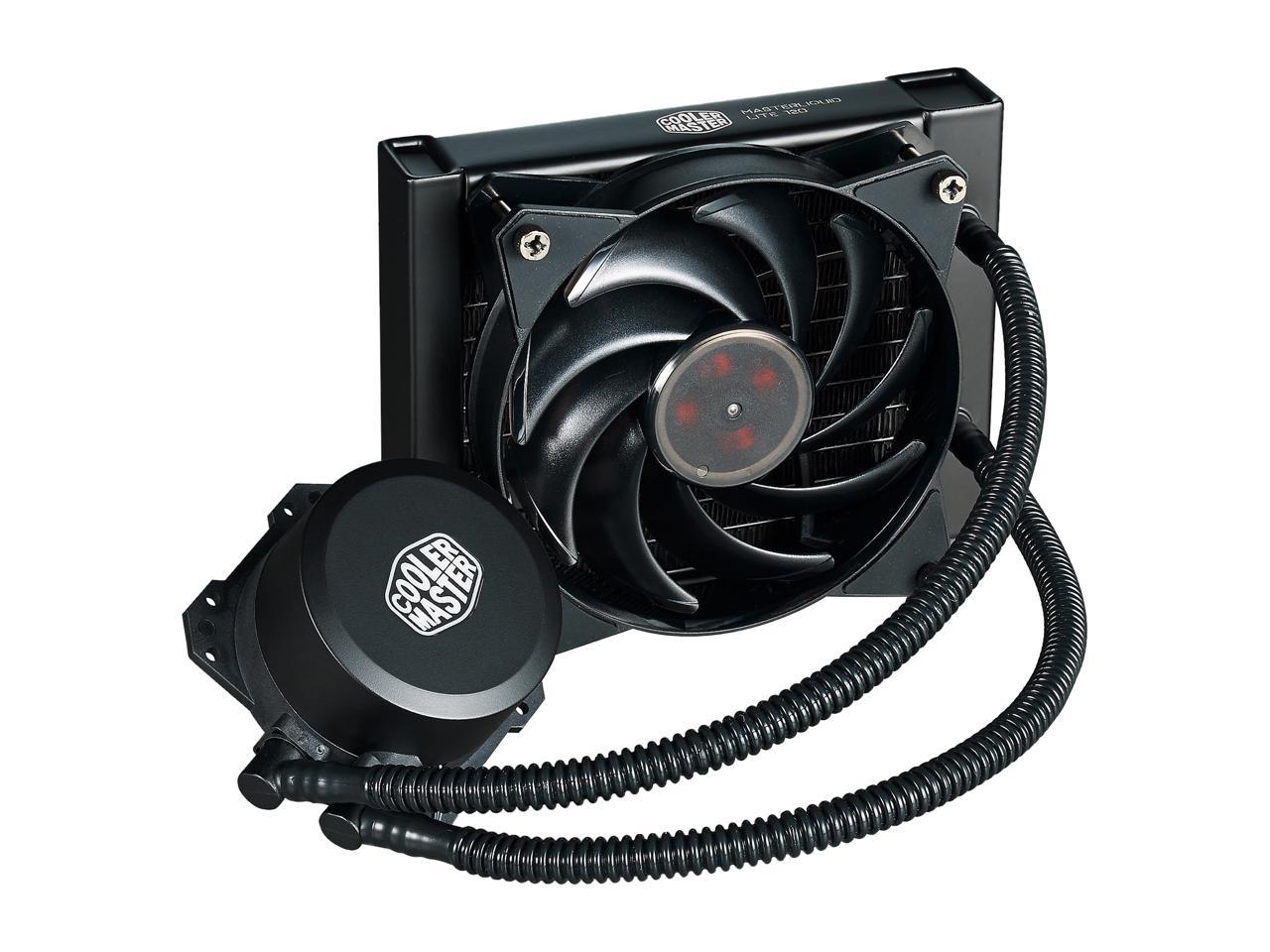 Cooler Master MasterLiquid Lite 120 AIO CPU Liquid Cooler, White Led Pump, FEP Tubing, 120mm Air Balance MF, Dual Dissipation Technology