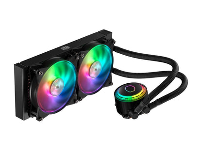 Cooler Master MasterLiquid ML240R ARGB Close-Loop AIO CPU Liquid Cooler, 240 Radiator, Dual Chamber Pump, Addressable RGB Lighting, Dual MF120R Fans for AMD Ryzen/Intel LGA1200/1151