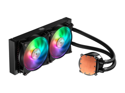 Cooler Master MasterLiquid ML240R ARGB Close-Loop AIO CPU Liquid Cooler, 240 Radiator, Dual Chamber Pump, Addressable RGB Lighting, Dual MF120R Fans for AMD Ryzen/Intel LGA1200/1151