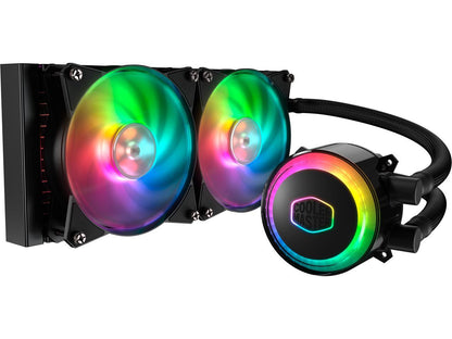 Cooler Master MasterLiquid ML240R ARGB Close-Loop AIO CPU Liquid Cooler, 240 Radiator, Dual Chamber Pump, Addressable RGB Lighting, Dual MF120R Fans for AMD Ryzen/Intel LGA1200/1151