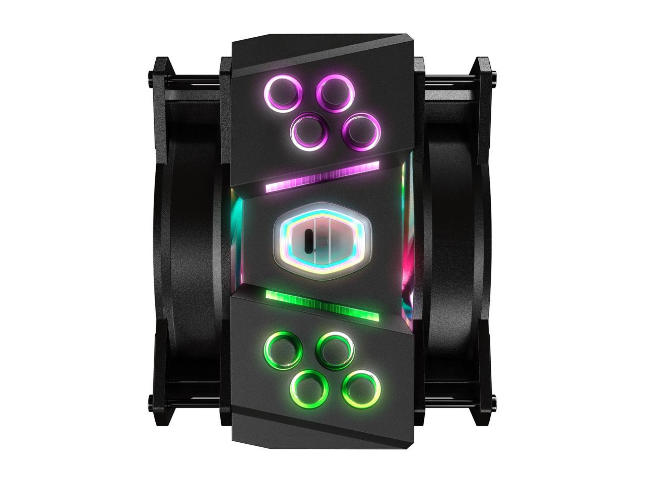 Cooler Master MasterAir MA410M Addressable RGB CPU Air Cooler w/ Independently LEDs, 4 Continuous Direct Contact 2.0 Heatpipes, Aluminum Fins, Push-Pull, Dual MF120R 120mm Fans, AMD Ryzen/Intel1151