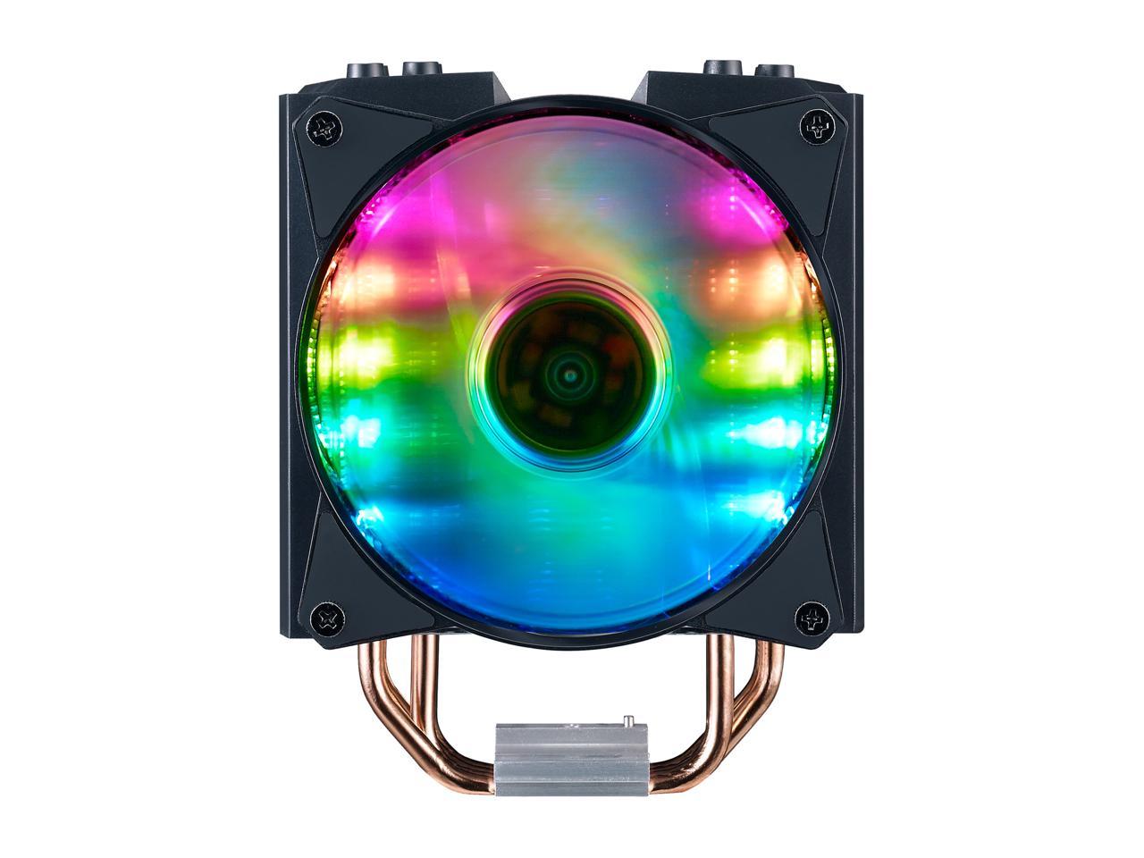 Cooler Master MasterAir MA410M Addressable RGB CPU Air Cooler w/ Independently LEDs, 4 Continuous Direct Contact 2.0 Heatpipes, Aluminum Fins, Push-Pull, Dual MF120R 120mm Fans, AMD Ryzen/Intel1151