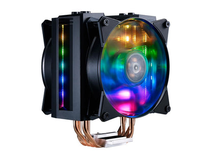 Cooler Master MasterAir MA410M Addressable RGB CPU Air Cooler w/ Independently LEDs, 4 Continuous Direct Contact 2.0 Heatpipes, Aluminum Fins, Push-Pull, Dual MF120R 120mm Fans, AMD Ryzen/Intel1151