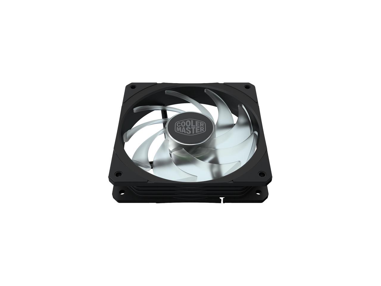 Cooler Master MasterFan SF120R RGB 120mm Square Frame Fan w/ RGB LEDS, Hybrid Blade Design, Cable Management and PWM Control Fan