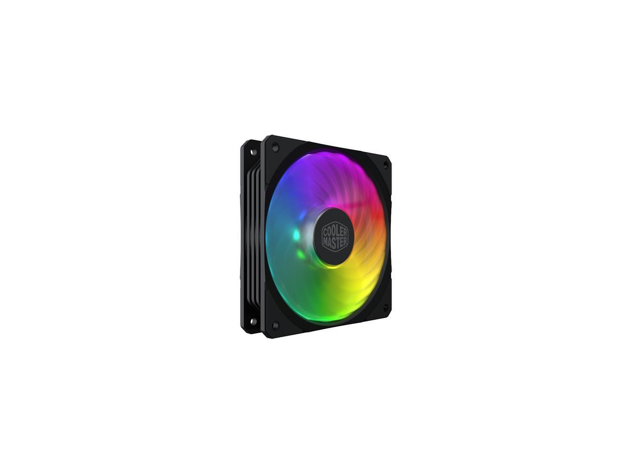 Cooler Master MasterFan SF120R ARGB 120mm Square Frame Fan w/ 8 Independently-Controlled Addressable RGB LEDS, Hybrid Blade Design, Cable Management and PWM Control Fan