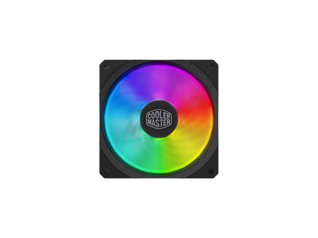 Cooler Master MasterFan SF120R ARGB 120mm Square Frame Fan w/ 8 Independently-Controlled Addressable RGB LEDS, Hybrid Blade Design, Cable Management and PWM Control Fan