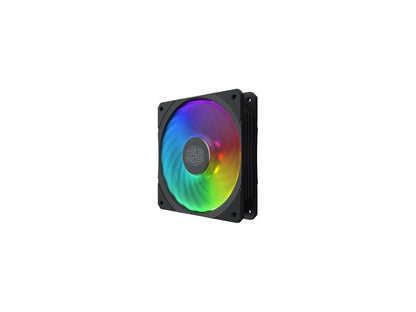 Cooler Master MasterFan SF120R ARGB 120mm Square Frame Fan w/ 8 Independently-Controlled Addressable RGB LEDS, Hybrid Blade Design, Cable Management and PWM Control Fan