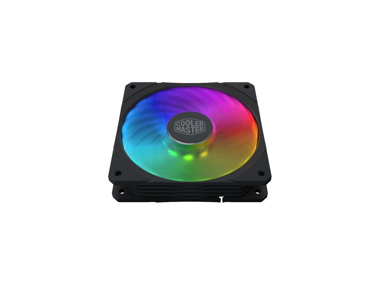 Cooler Master MasterFan SF120R ARGB 120mm Square Frame Fan w/ 8 Independently-Controlled Addressable RGB LEDS, Hybrid Blade Design, Cable Management and PWM Control Fan