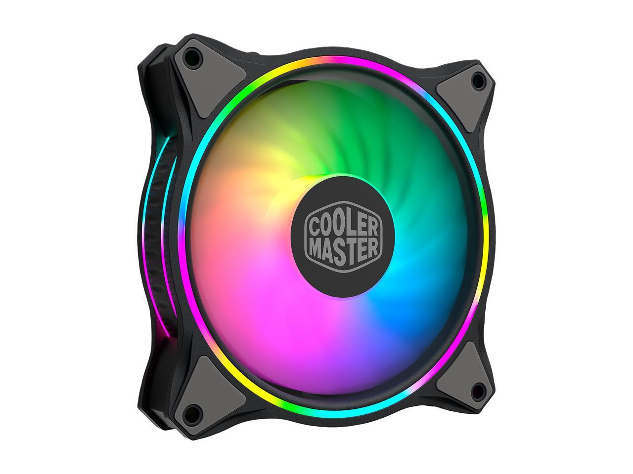 Cooler Master MasterFan MF120 Halo Duo-Ring Addressable RGB Lighting 120mm 3 Pack w/ 24 Independently-Controlled LEDS, Absorbing Rubber Pads, PWM Static Pressure for Computer Case & Liquid Radiator