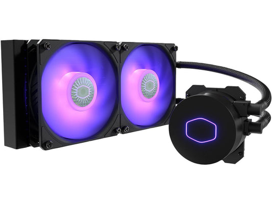 CoolerMaster MasterLiquid ML240L RGB V2, Close-Loop AIO CPU Liquid Cooler, 240 Radiator, Dual SickleFlow 120mm, RGB Lighting, 3rd Gen Dual Chamber Pump for AMD Ryzen/Intel LGA1200/1151