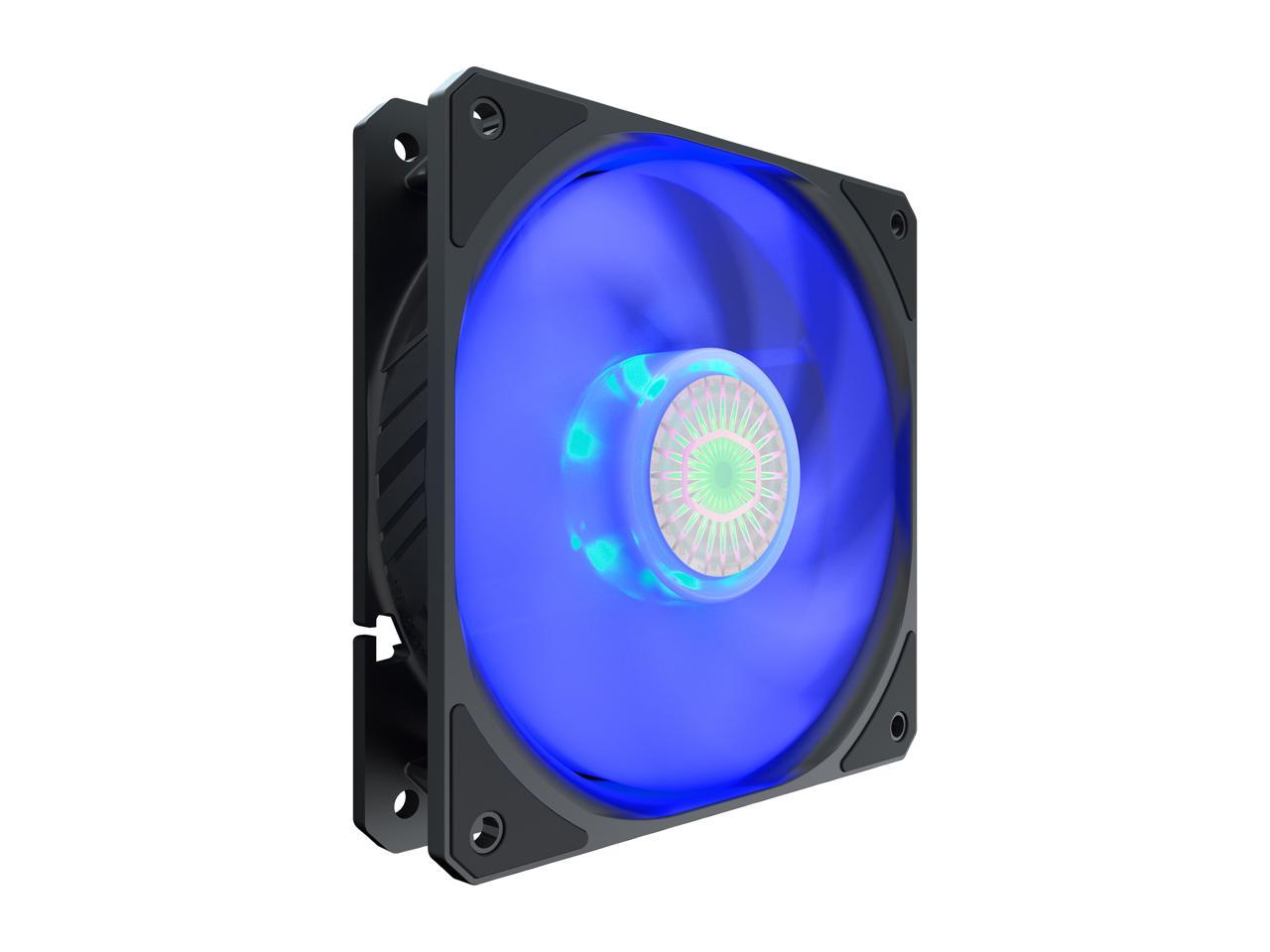 Cooler Master SickleFlow 120 V2 Blue led Square Frame Fan with Air Balance Curve Blade Design, Sealed Bearing, PWM Control for Computer Case & Liquid Radiator