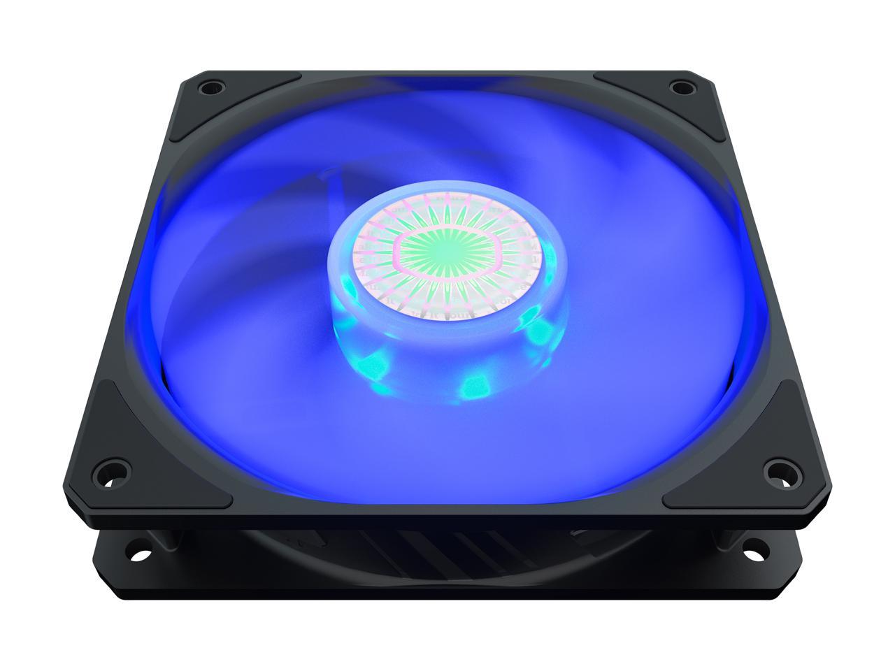 Cooler Master SickleFlow 120 V2 Blue led Square Frame Fan with Air Balance Curve Blade Design, Sealed Bearing, PWM Control for Computer Case & Liquid Radiator