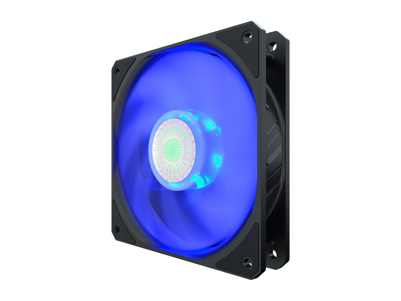 Cooler Master SickleFlow 120 V2 Blue led Square Frame Fan with Air Balance Curve Blade Design, Sealed Bearing, PWM Control for Computer Case & Liquid Radiator