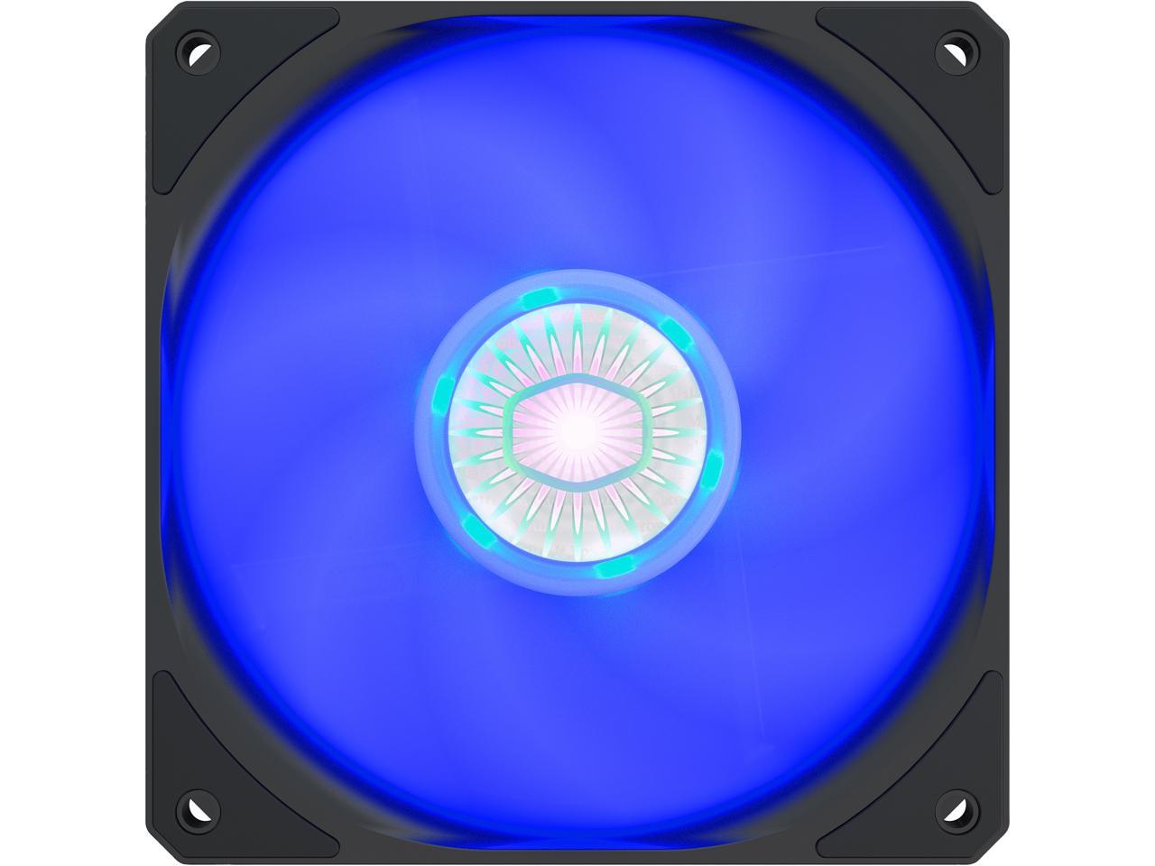 Cooler Master SickleFlow 120 V2 Blue led Square Frame Fan with Air Balance Curve Blade Design, Sealed Bearing, PWM Control for Computer Case & Liquid Radiator