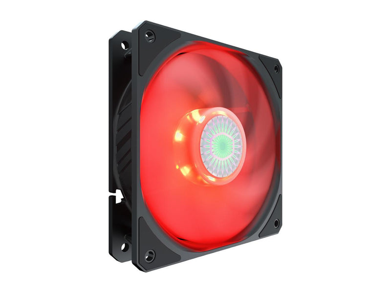 Cooler Master SickleFlow 120 V2 Red Led Square Frame Fan with Air Balance Curve Blade Design, Sealed Bearing, PWM Control for Computer Case & Liquid Radiator