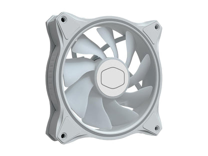 Cooler Master MasterFan MF120 Halo White Edition Duo-Ring Addressable RGB Lighting 120mm Fan with 24 Independently-Controlled LEDS, Absorbing Rubber Pads, PWM Static Pressure for Computer Case & Liquid Radiator