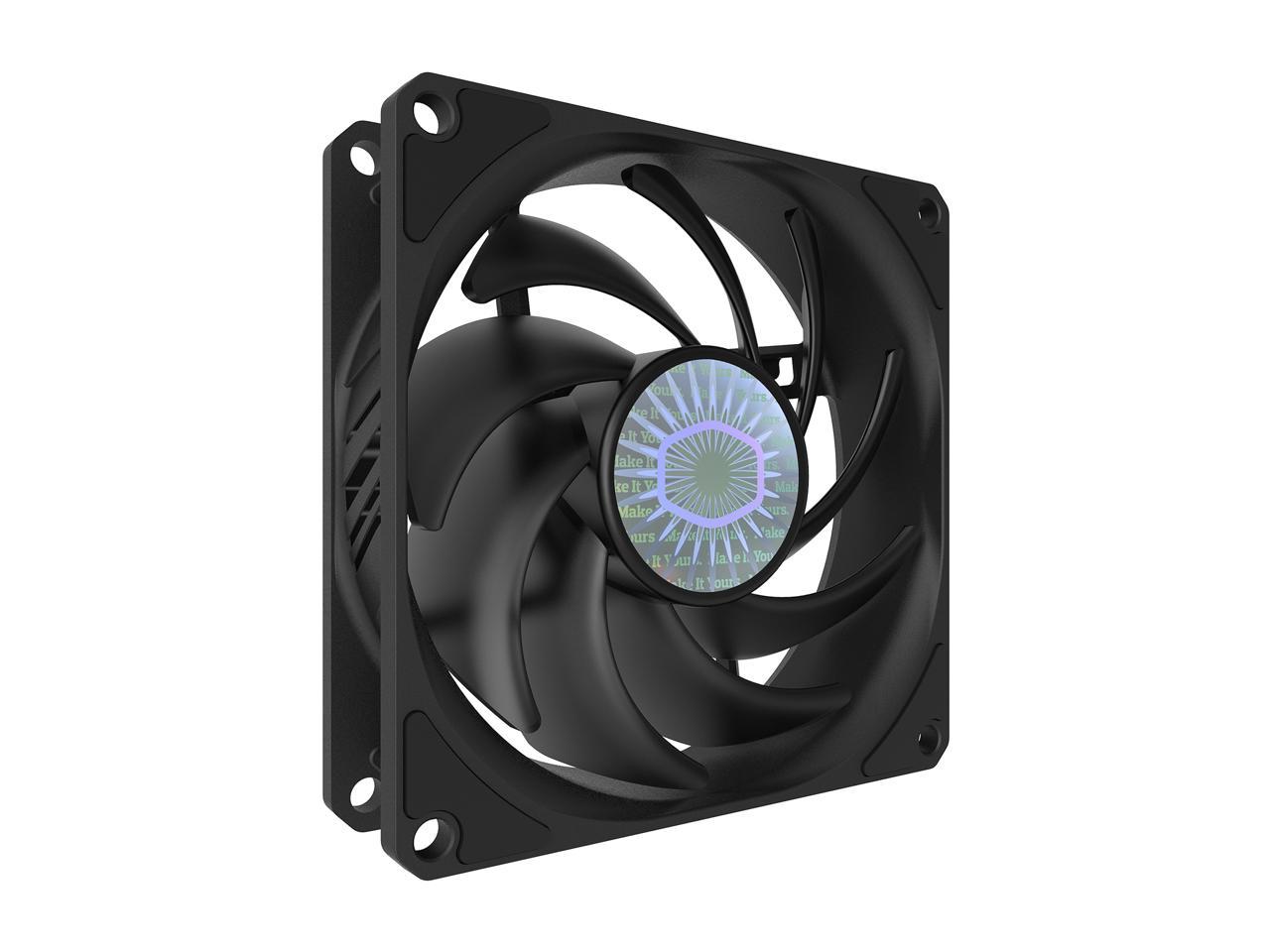 Cooler Master SickleFlow 92 All-Black Square Frame Fan with Air Balance Curve Blade Design, Sealed Bearing, PWM Control for Computer Case & Air Coolers