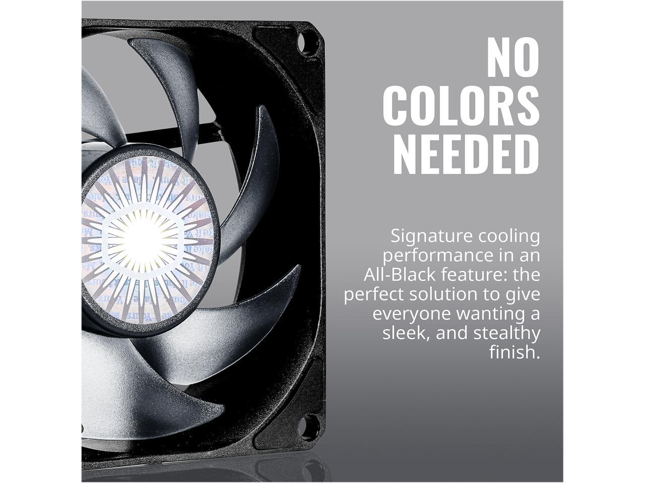 Cooler Master SickleFlow 80 V2 All-Black Square Frame Fan with Air Balance Curve Blade Design, Sealed Bearing, PWM Control for Computer Case & Air Coolers