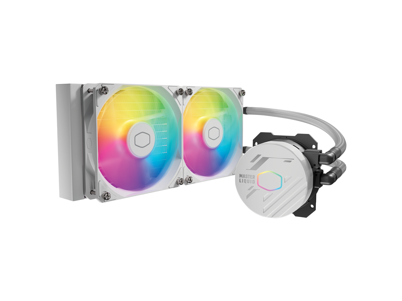 CoolerMaster MasterLiquid 240L Core White 240mm Close-Loop AIO Liquid Cooler, ARGB Sync, Gen S Coldplate Pump, 120mm PWM, CryoFuze 14W/mK, AMD Ryzen AM5/AM4, Intel LGA 1700/1200 (MLW-D24M-A18PZ-RW)