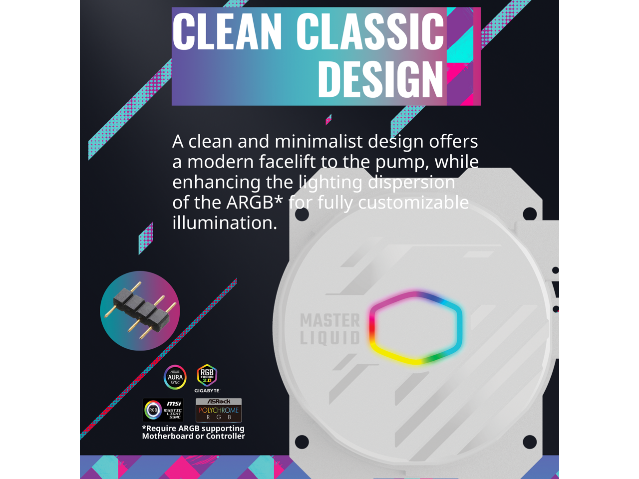 CoolerMaster MasterLiquid 240L Core White 240mm Close-Loop AIO Liquid Cooler, ARGB Sync, Gen S Coldplate Pump, 120mm PWM, CryoFuze 14W/mK, AMD Ryzen AM5/AM4, Intel LGA 1700/1200 (MLW-D24M-A18PZ-RW)