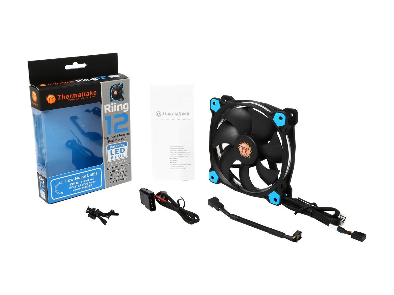 Thermaltake Riing 12 Series High Static Pressure 120mm Circular Blue LED Ring Case/Radiator Fan CL-F038-PL12BU-A