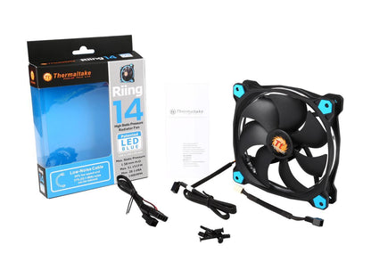 Thermaltake Riing 14 Series High Static Pressure 140mm Circular Blue LED Ring Case/Radiator Fan CL-F039-PL14BU-A