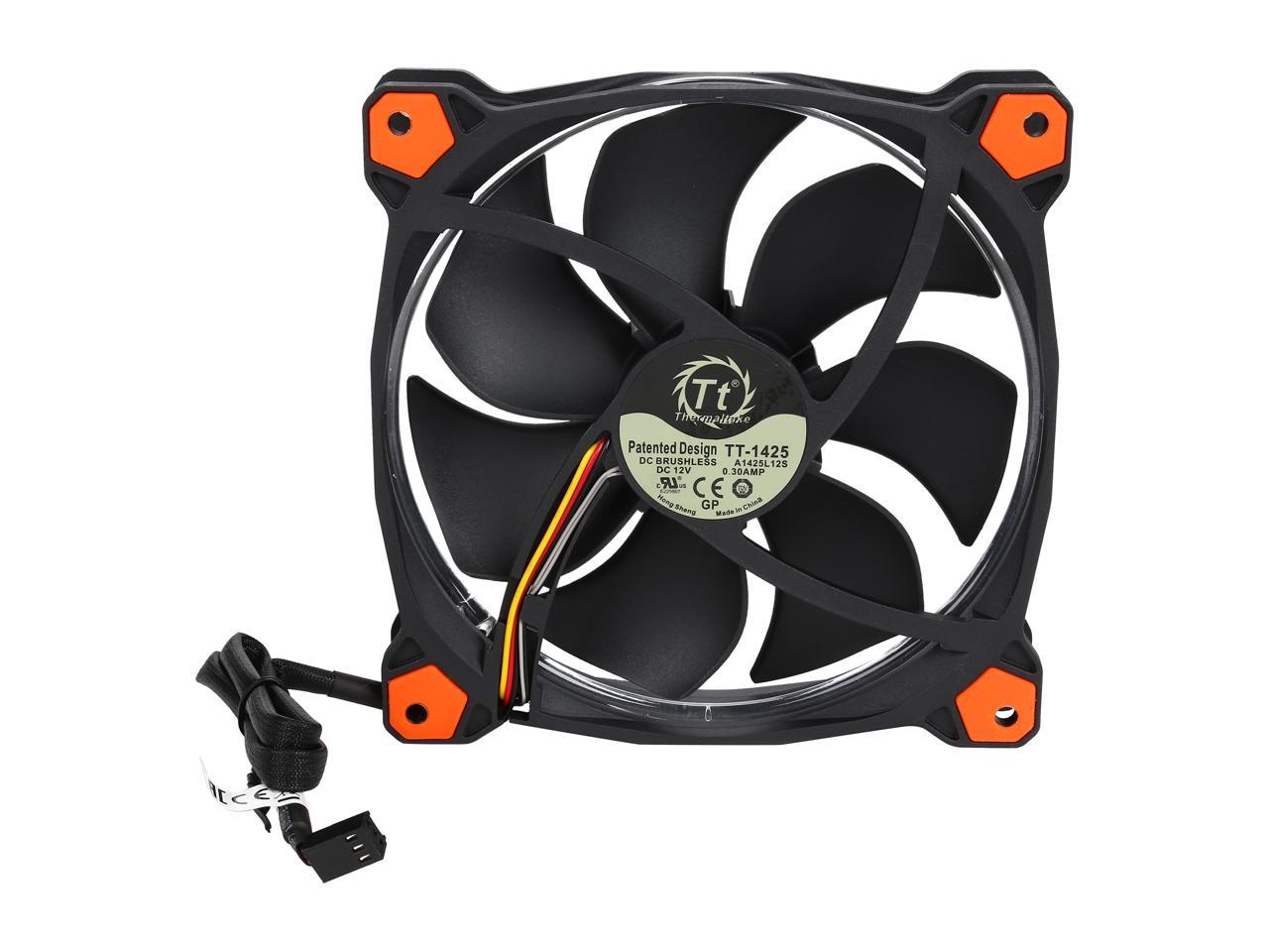 Thermaltake Riing 14 Series High Static Pressure 140mm Circular Orange LED Ring Case/Radiator Fan CL-F039-PL14OR-A