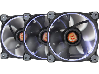 Thermaltake Riing 12 High Static Pressure 120mm Circular Ring LED Case/Radiator Fan with Anti-vibration Mounting System - White - 3 PKS