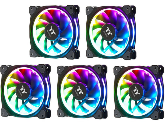 Thermaltake CL-F054-PL12SW-A 120mm RGB LED Riing Plus 12 RGB Radiator Fan TT Premium Edition (5 Fan Pack)