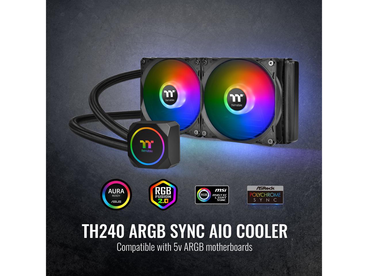 Thermaltake TH240 ARGB Motherboard Sync Edition Intel/AMD All-in-One Liquid Cooling System 240mm High Efficiency Radiator CPU Cooler, CL-W286-PL12SW-A